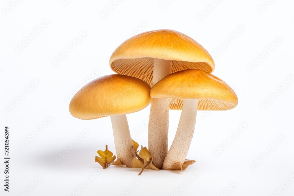 Fresh Mushrooms on White Background AI Generated