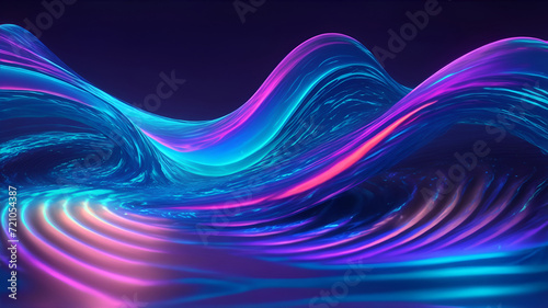 Holographic Neon Fluid Waves Background