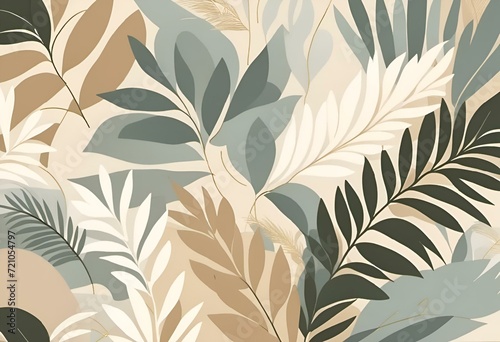 a floral wallpaper with lots of leaves on it in blue and grey