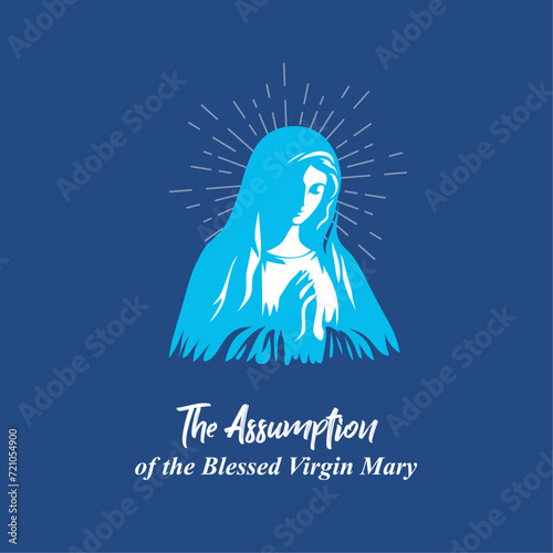 Day of the Assumption of the Virgin Mary, Poster Template Vector Art