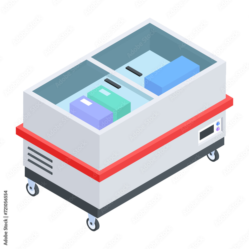 Easy to edit isometric icon of freezer box Easy to edit isometric icon of freezer box