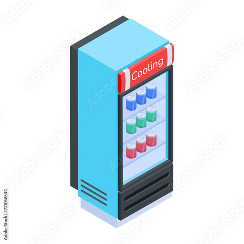 Get this isometric icon of soda fridge 