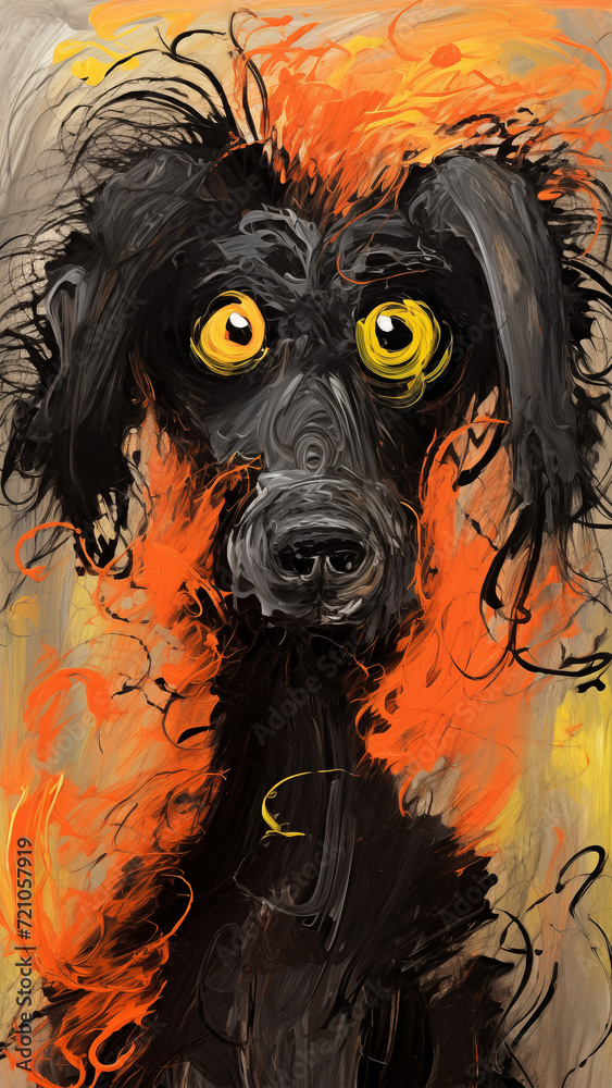Whimsical Poodle Dog in Brushwork Art Wallpaper, background, AI generative Image Whimsical Poodle Dog in Brushwork Art Wallpaper, background, AI generative Image