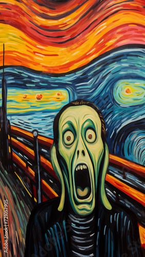 The Scream Man art Wallpaper, background, AI generative Image