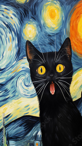 The Surprised cat art Wallpaper, background, AI generative Image
