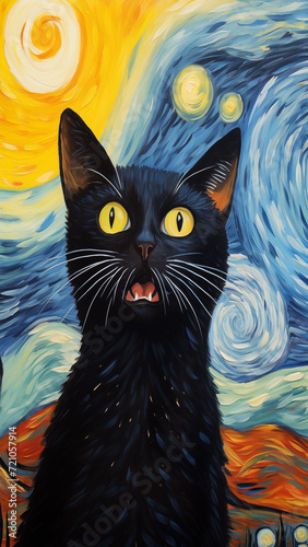 The Shocked cat art Wallpaper, background, AI generative Image
