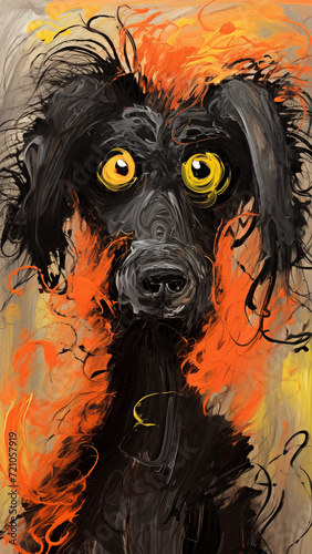 Whimsical Poodle Dog in Brushwork Art Wallpaper, background, AI generative Image