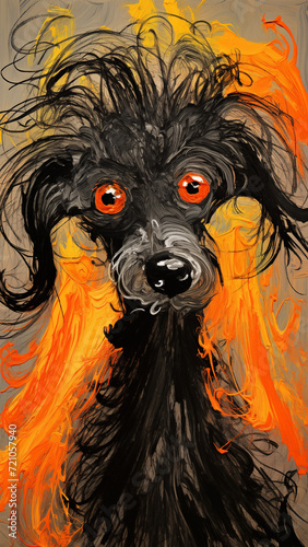 Whimsical Dog in Brushwork Art  wallpaper, background, AI generative Image
