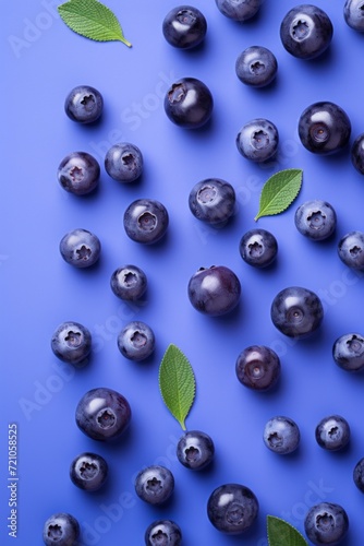 Fresh Blueberries on Purple Background AI Generated