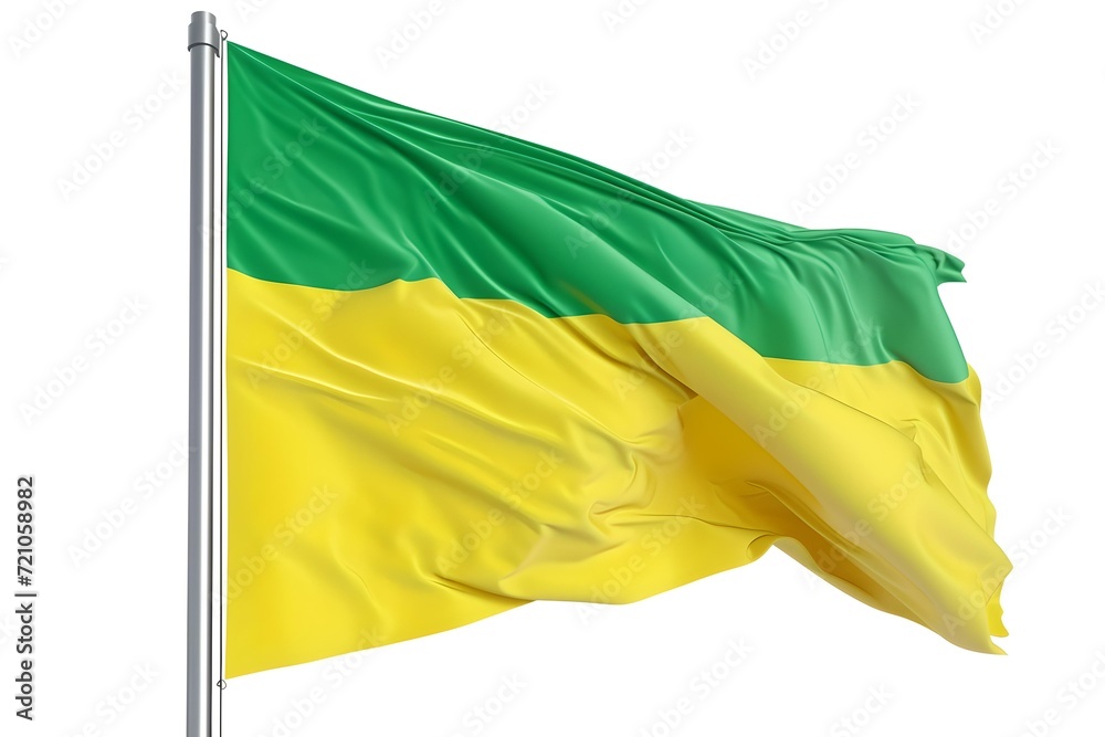 Green and yellow flag fluttering against a clear sky. perfect for national symbols, patriotism. vivid colors, dynamic movement. AI Green and yellow flag fluttering against a clear sky. perfect for national symbols, patriotism. vivid colors, dynamic movement. AI