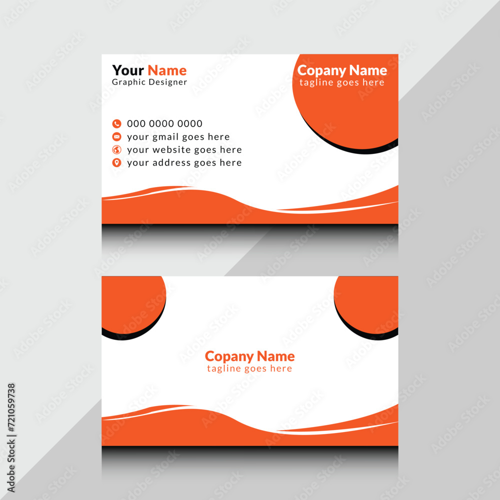 Fototapeta premium simple attractive business card for company with white and orange color . 
