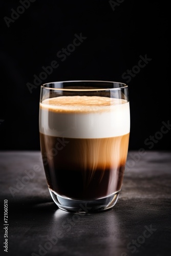 Delicious Espresso Con Panna in Glass on Table Top AI Generated