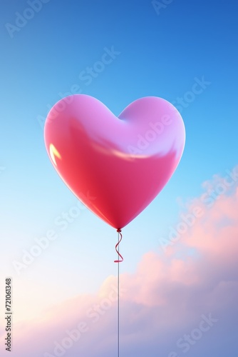 Valentine s Day Heart Balloon Floating Against Blue Sky