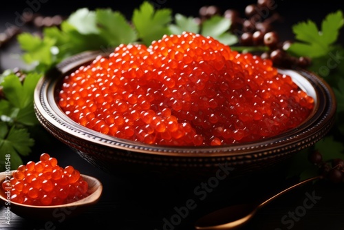 Gourmet Red Caviar in Elegant Table Setting