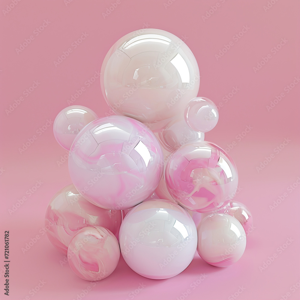 Abstract composition with large transparent balls on a pink background
Abstract composition with large transparent balls on a pink background