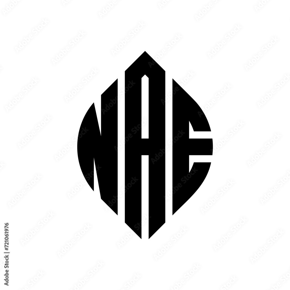 NAE circle letter logo design with circle and ellipse shape. NAE ellipse letters with typographic style. The three initials form a circle logo. NAE circle emblem abstract monogram letter mark vector. NAE circle letter logo design with circle and ellipse shape. NAE ellipse letters with typographic style. The three initials form a circle logo. NAE circle emblem abstract monogram letter mark vector.