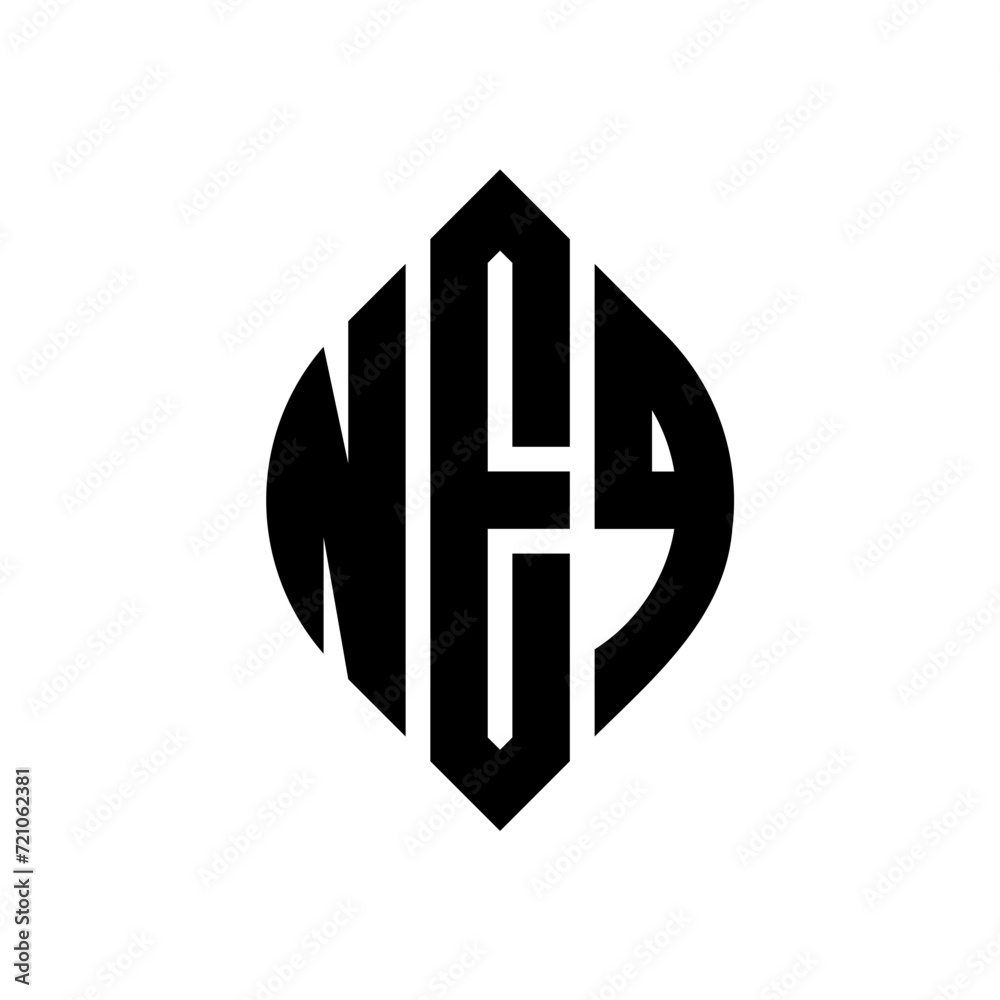 NEQ circle letter logo design with circle and ellipse shape. NEQ ellipse letters with typographic style. The three initials form a circle logo. NEQ circle emblem abstract monogram letter mark vector. NEQ circle letter logo design with circle and ellipse shape. NEQ ellipse letters with typographic style. The three initials form a circle logo. NEQ circle emblem abstract monogram letter mark vector.