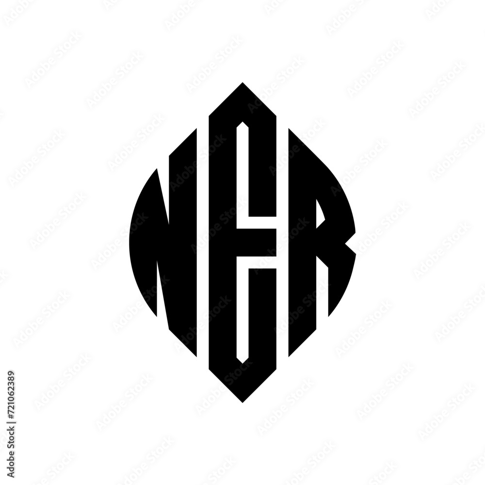 NER circle letter logo design with circle and ellipse shape. NER ellipse letters with typographic style. The three initials form a circle logo. NER circle emblem abstract monogram letter mark vector. NER circle letter logo design with circle and ellipse shape. NER ellipse letters with typographic style. The three initials form a circle logo. NER circle emblem abstract monogram letter mark vector.