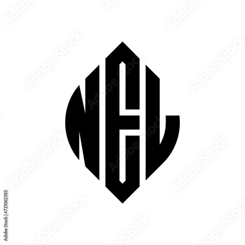 NEL circle letter logo design with circle and ellipse shape. NEL ellipse letters with typographic style. The three initials form a circle logo. NEL circle emblem abstract monogram letter mark vector. photo
