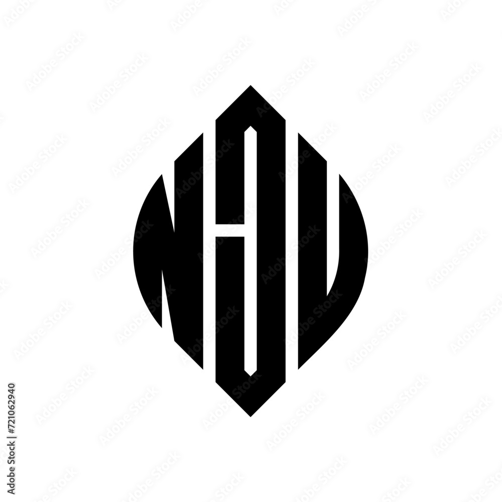 NJU circle letter logo design with circle and ellipse shape. NJU ellipse letters with typographic style. The three initials form a circle logo. NJU circle emblem abstract monogram letter mark vector. NJU circle letter logo design with circle and ellipse shape. NJU ellipse letters with typographic style. The three initials form a circle logo. NJU circle emblem abstract monogram letter mark vector.