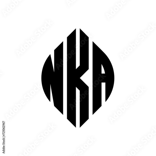 NKA circle letter logo design with circle and ellipse shape. NKA ellipse letters with typographic style. The three initials form a circle logo. NKA circle emblem abstract monogram letter mark vector. photo