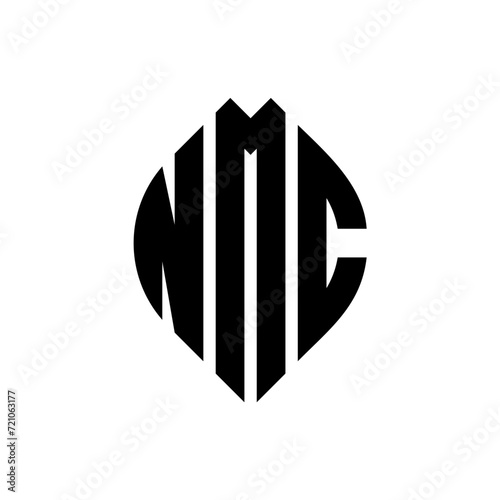 NMC circle letter logo design with circle and ellipse shape. NMC ellipse letters with typographic style. The three initials form a circle logo. NMC circle emblem abstract monogram letter mark vector. photo