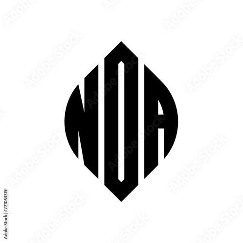 NOA circle letter logo design with circle and ellipse shape. NOA ellipse letters with typographic style. The three initials form a circle logo. NOA circle emblem abstract monogram letter mark vector.