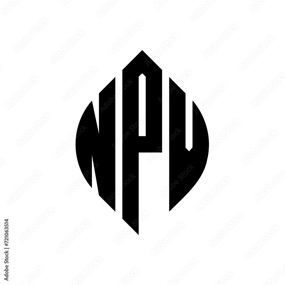 NPV circle letter logo design with circle and ellipse shape. NPV ellipse letters with typographic style. The three initials form a circle logo. NPV circle emblem abstract monogram letter mark vector. NPV circle letter logo design with circle and ellipse shape. NPV ellipse letters with typographic style. The three initials form a circle logo. NPV circle emblem abstract monogram letter mark vector.