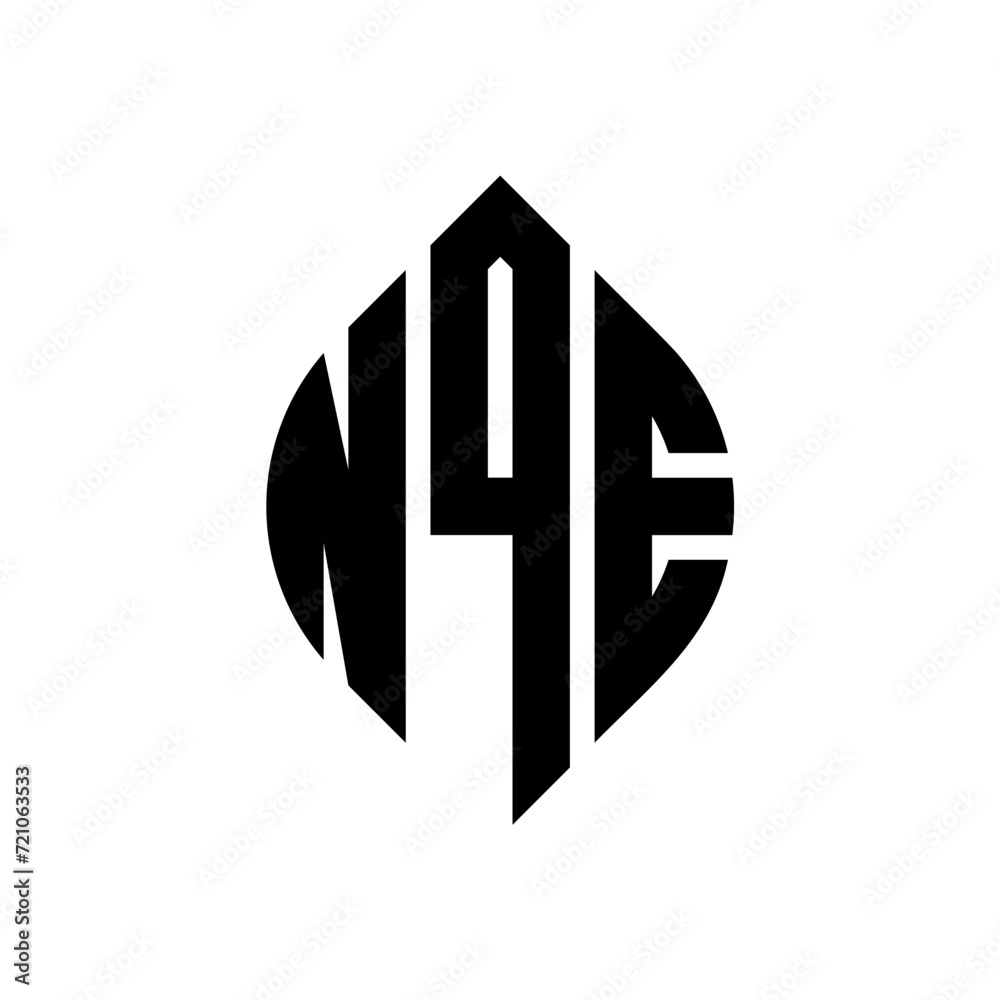 NQE circle letter logo design with circle and ellipse shape. NQE ellipse letters with typographic style. The three initials form a circle logo. NQE circle emblem abstract monogram letter mark vector. NQE circle letter logo design with circle and ellipse shape. NQE ellipse letters with typographic style. The three initials form a circle logo. NQE circle emblem abstract monogram letter mark vector.