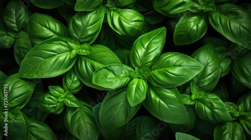 Extreme Closeup of Basil Leaves AI Generated