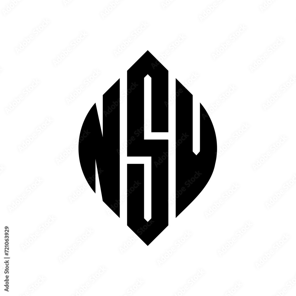 NSV circle letter logo design with circle and ellipse shape. NSV ellipse letters with typographic style. The three initials form a circle logo. NSV circle emblem abstract monogram letter mark vector. NSV circle letter logo design with circle and ellipse shape. NSV ellipse letters with typographic style. The three initials form a circle logo. NSV circle emblem abstract monogram letter mark vector.
