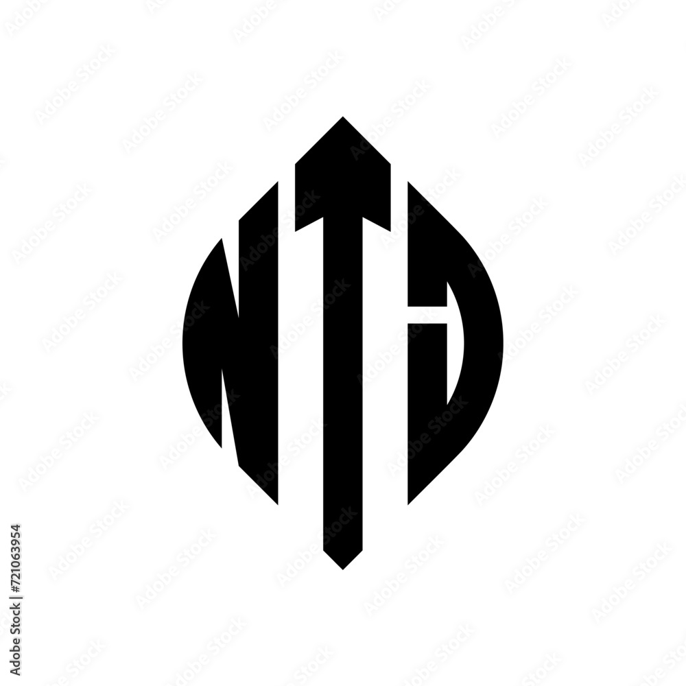NTJ circle letter logo design with circle and ellipse shape. NTJ ellipse letters with typographic style. The three initials form a circle logo. NTJ circle emblem abstract monogram letter mark vector. NTJ circle letter logo design with circle and ellipse shape. NTJ ellipse letters with typographic style. The three initials form a circle logo. NTJ circle emblem abstract monogram letter mark vector.