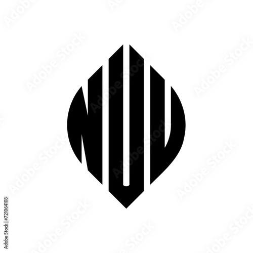 NUU circle letter logo design with circle and ellipse shape. NUU ellipse letters with typographic style. The three initials form a circle logo. NUU circle emblem abstract monogram letter mark vector. photo