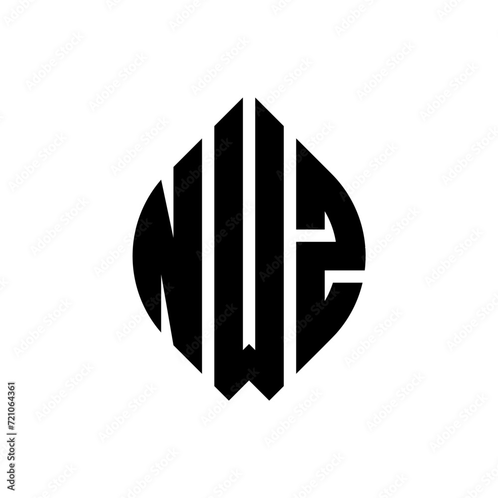 NWZ circle letter logo design with circle and ellipse shape. NWZ ellipse letters with typographic style. The three initials form a circle logo. NWZ circle emblem abstract monogram letter mark vector. NWZ circle letter logo design with circle and ellipse shape. NWZ ellipse letters with typographic style. The three initials form a circle logo. NWZ circle emblem abstract monogram letter mark vector.