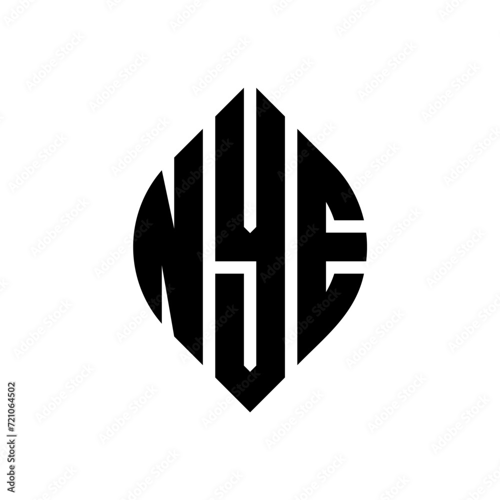 NYE circle letter logo design with circle and ellipse shape. NYE ellipse letters with typographic style. The three initials form a circle logo. NYE circle emblem abstract monogram letter mark vector. NYE circle letter logo design with circle and ellipse shape. NYE ellipse letters with typographic style. The three initials form a circle logo. NYE circle emblem abstract monogram letter mark vector.