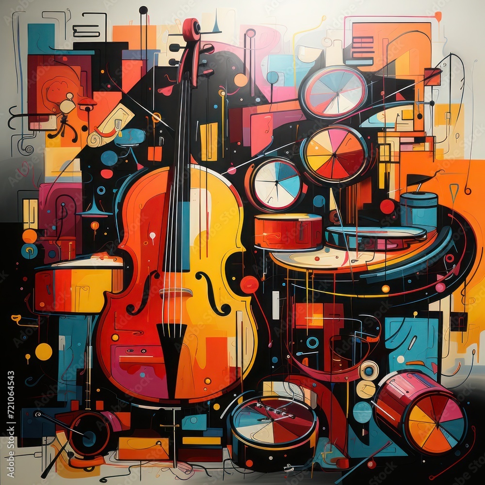 painting of musical instruments with a dark and funky theme