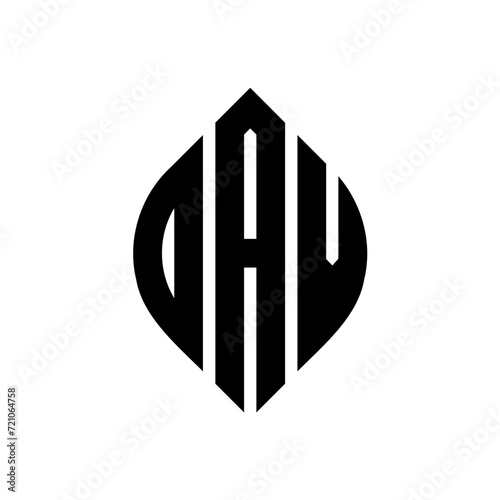 OAV circle letter logo design with circle and ellipse shape. OAV ellipse letters with typographic style. The three initials form a circle logo. OAV circle emblem abstract monogram letter mark vector.