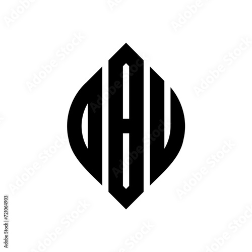 OBU circle letter logo design with circle and ellipse shape. OBU ellipse letters with typographic style. The three initials form a circle logo. OBU circle emblem abstract monogram letter mark vector. photo