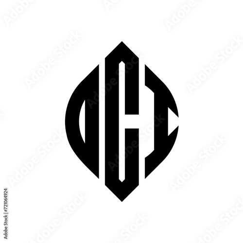OCI circle letter logo design with circle and ellipse shape. OCI ellipse letters with typographic style. The three initials form a circle logo. OCI circle emblem abstract monogram letter mark vector.