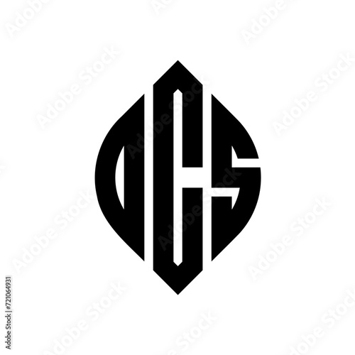 OCS circle letter logo design with circle and ellipse shape. OCS ellipse letters with typographic style. The three initials form a circle logo. OCS circle emblem abstract monogram letter mark vector.