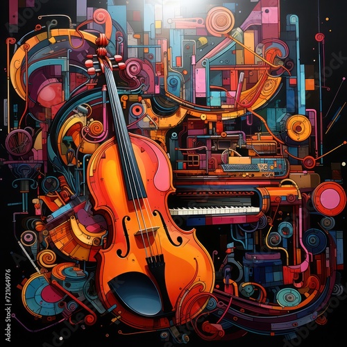painting of musical instruments with a dark and funky theme © Abdul