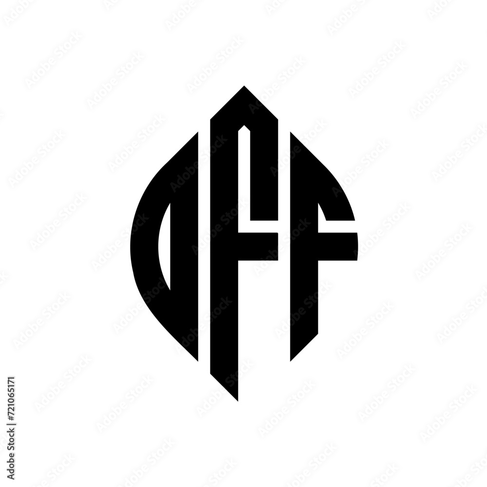 OFF circle letter logo design with circle and ellipse shape. OFF ellipse letters with typographic style. The three initials form a circle logo. OFF circle emblem abstract monogram letter mark vector. OFF circle letter logo design with circle and ellipse shape. OFF ellipse letters with typographic style. The three initials form a circle logo. OFF circle emblem abstract monogram letter mark vector.