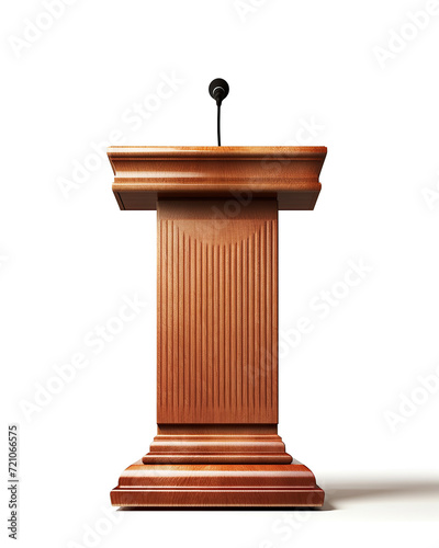 generated Illustration wooden podium with microphones against white background