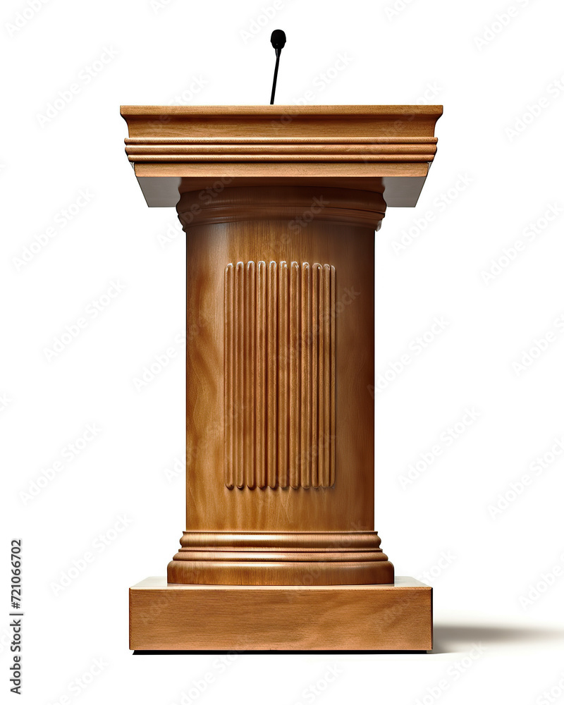 generated Illustration wooden podium with microphones against white background generated Illustration wooden podium with microphones against white background
