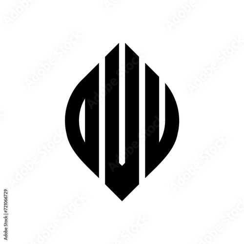 OVU circle letter logo design with circle and ellipse shape. OVU ellipse letters with typographic style. The three initials form a circle logo. OVU circle emblem abstract monogram letter mark vector. photo
