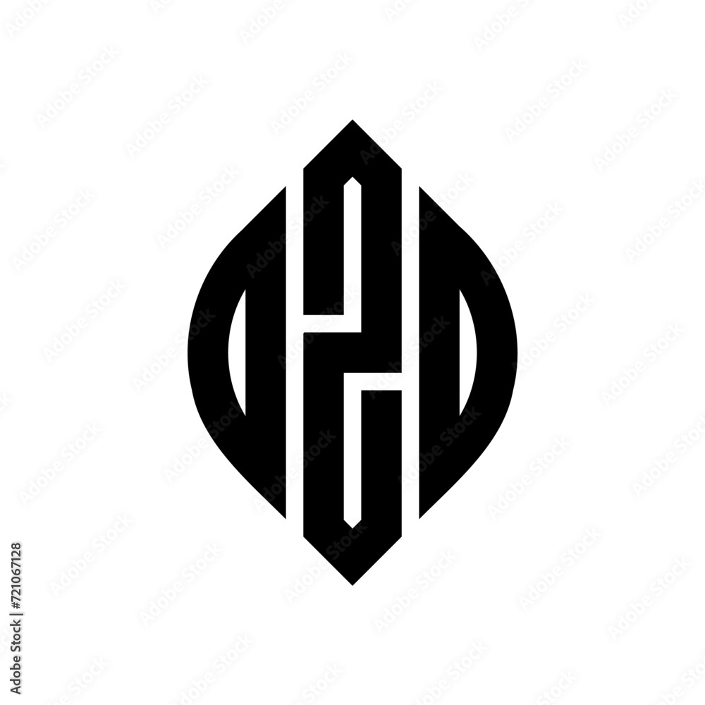 OZD circle letter logo design with circle and ellipse shape. OZD ellipse letters with typographic style. The three initials form a circle logo. OZD circle emblem abstract monogram letter mark vector.