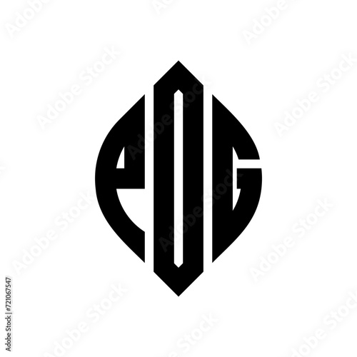PDG circle letter logo design with circle and ellipse shape. PDG ellipse letters with typographic style. The three initials form a circle logo. PDG circle emblem abstract monogram letter mark vector.