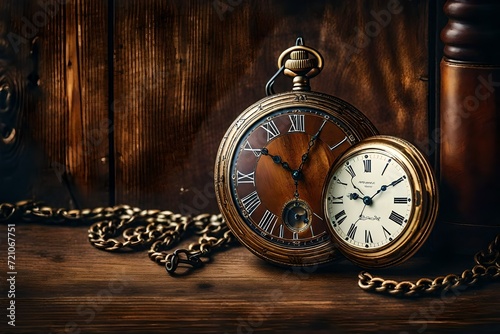 antique pocket watch on wood