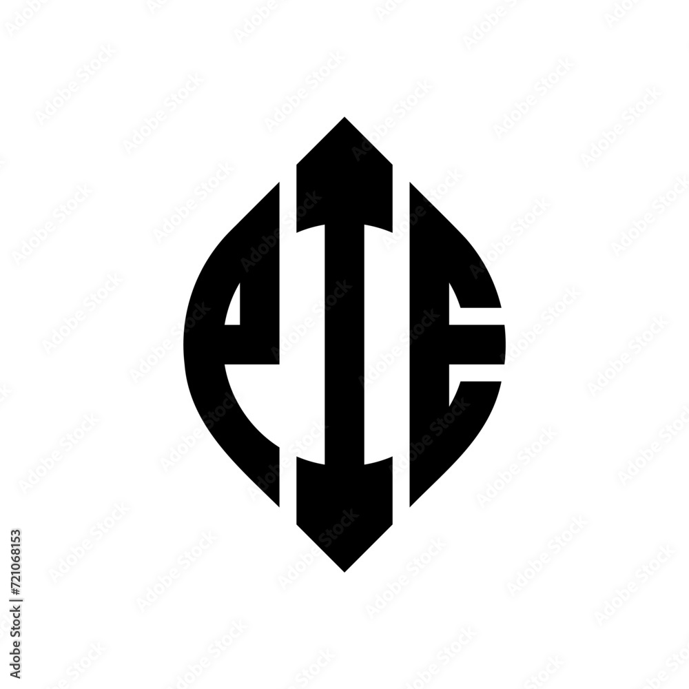 PIE circle letter logo design with circle and ellipse shape. PIE ellipse letters with typographic style. The three initials form a circle logo. PIE circle emblem abstract monogram letter mark vector. PIE circle letter logo design with circle and ellipse shape. PIE ellipse letters with typographic style. The three initials form a circle logo. PIE circle emblem abstract monogram letter mark vector.