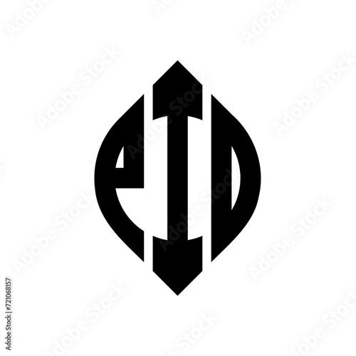 PID circle letter logo design with circle and ellipse shape. PID ellipse letters with typographic style. The three initials form a circle logo. PID circle emblem abstract monogram letter mark vector.